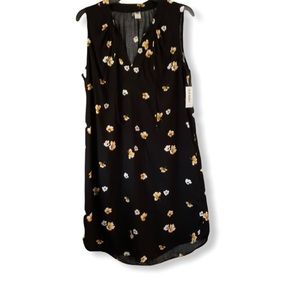 NWT black floral V-neck sheath dress